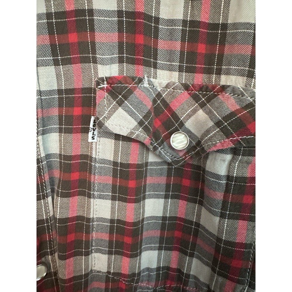 Levi's Men's Long Sleeve Western Cut Pearl Snap Plaid Shirt Lightweight LARGE - Picture 12 of 16